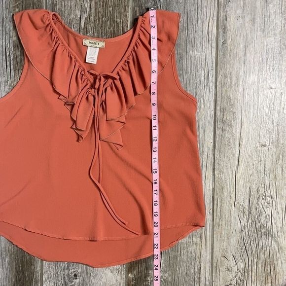 NWT Route 3 tie up shirt with ruffle neck line - Picture 9 of 10